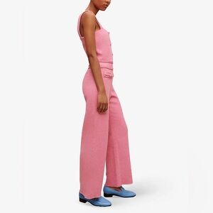 MAJE Buttoned Wide-Leg Tweed Jumpsuit